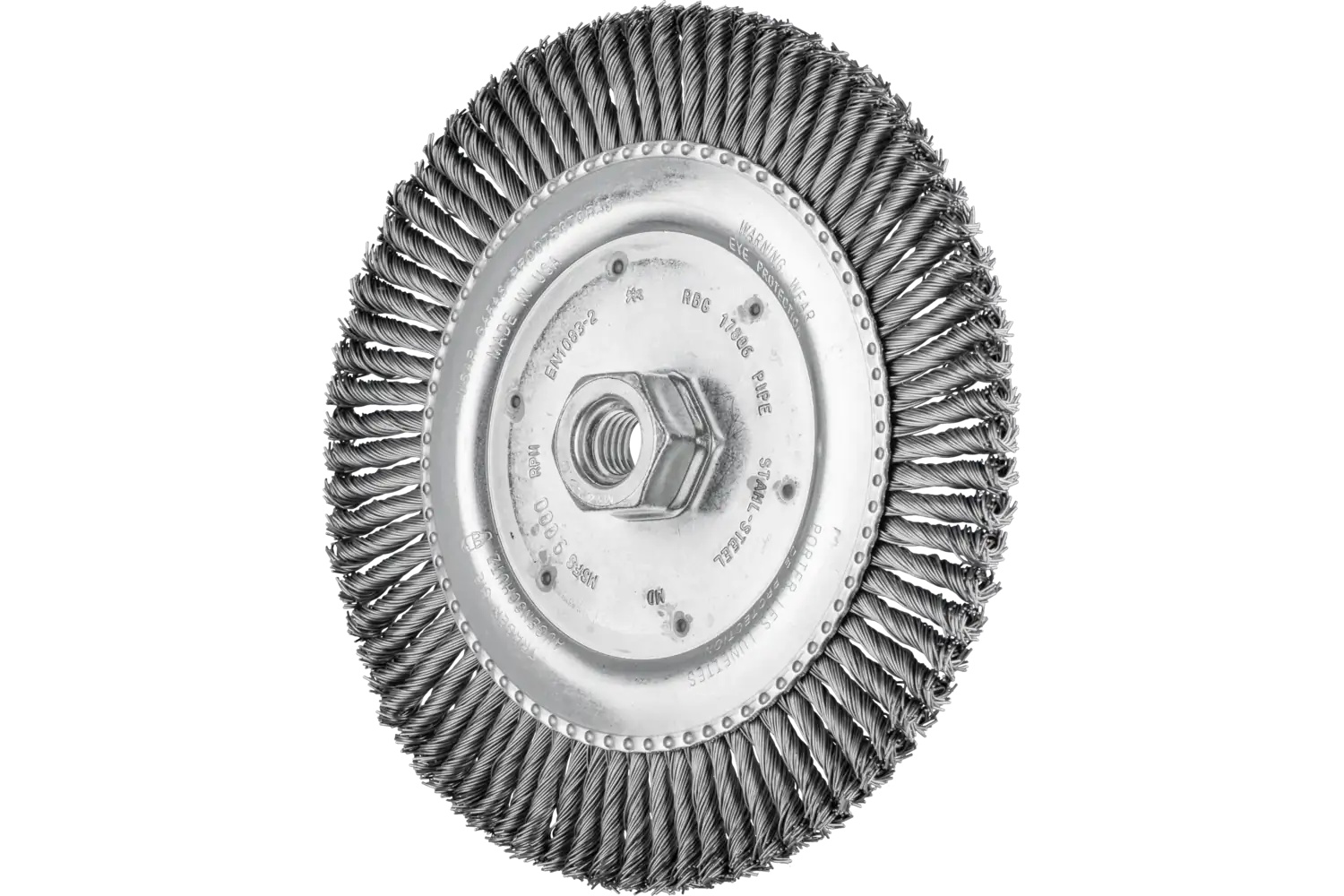 Picture of Pferd Stringer Bead Wheel Brush 6-7/8" Dia .020 Carbon Steel 5/8-11" Thread